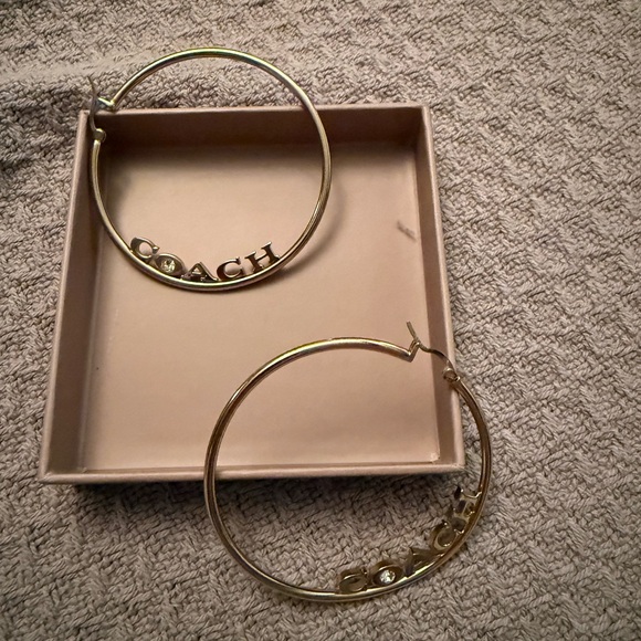 Coach Gold Logo Hoop Earrings - Picture 3 of 3